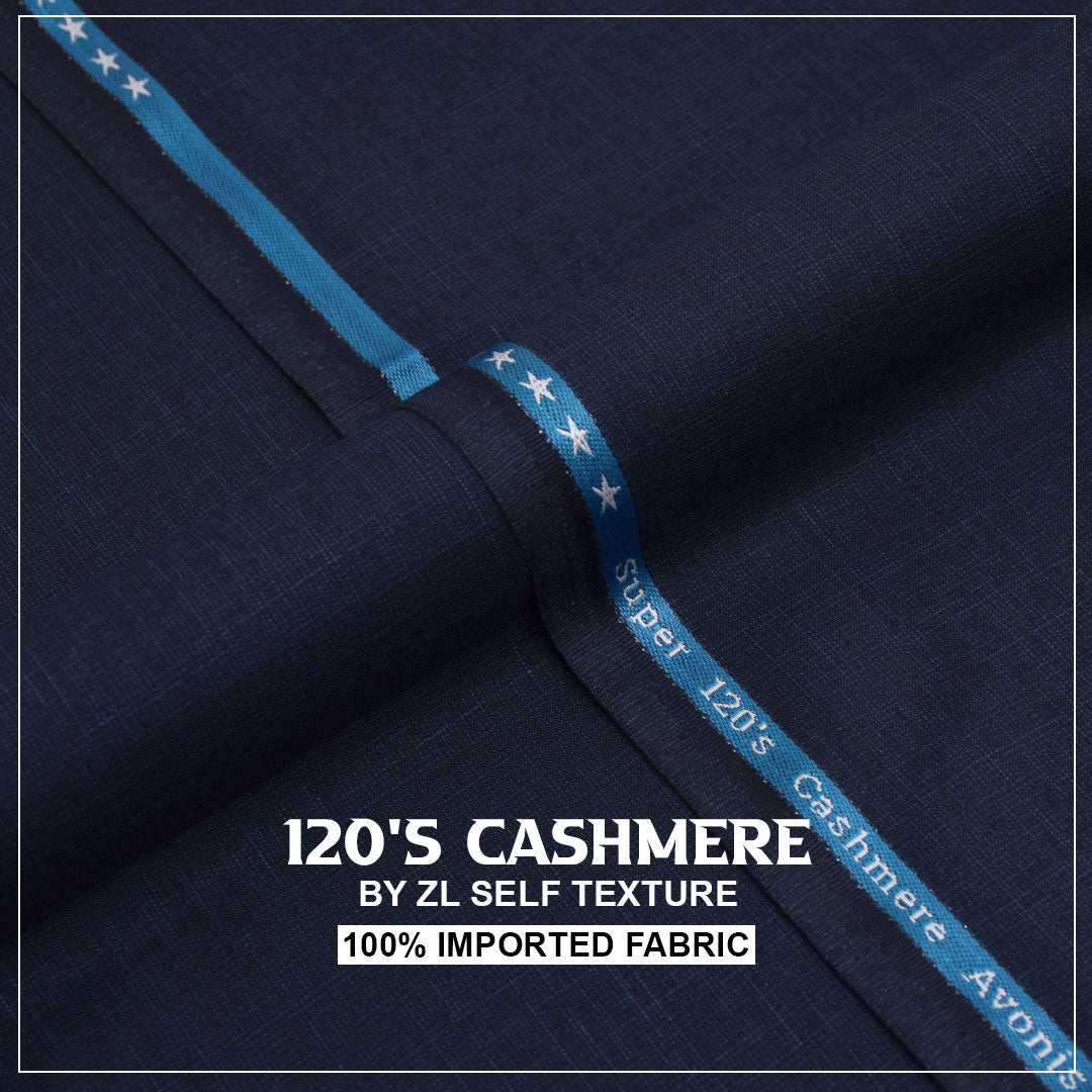 120'S CASHMERE  - NAVY BLUE) Gents Imported Wash n Wear Fabric self texture