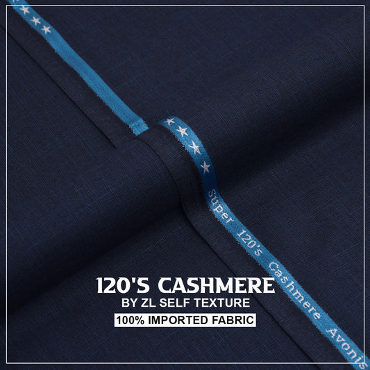 120'S CASHMERE  - NAVY BLUE) Gents Imported Wash n Wear Fabric self texture