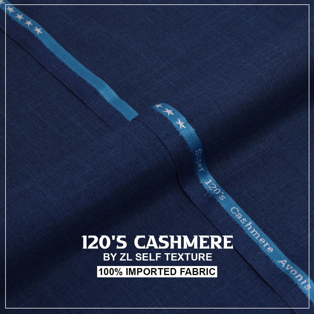 120'S CASHMERE  - ROYAL BLUE) Gents Imported Wash n Wear Fabric self texture