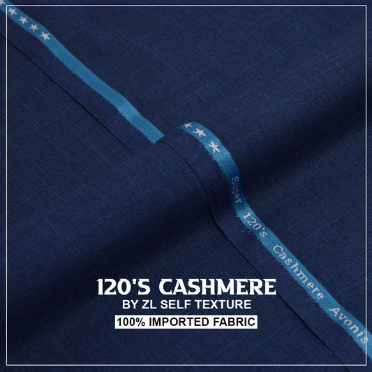 120'S CASHMERE  - ROYAL BLUE) Gents Imported Wash n Wear Fabric self texture