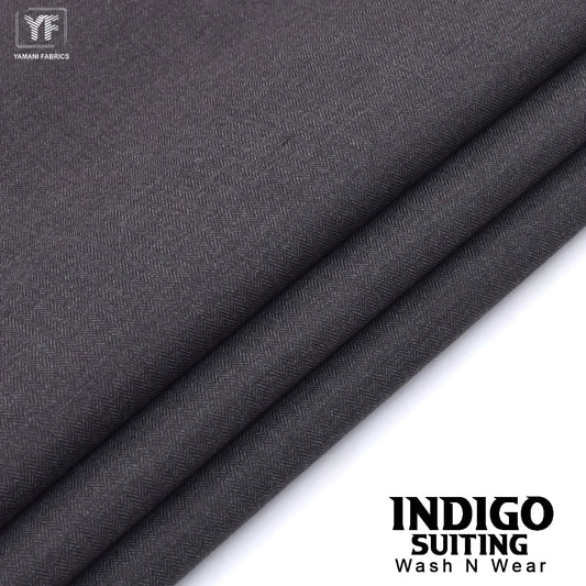 INDIGO suiting self texture wash n wear fabric for men|charcol grey