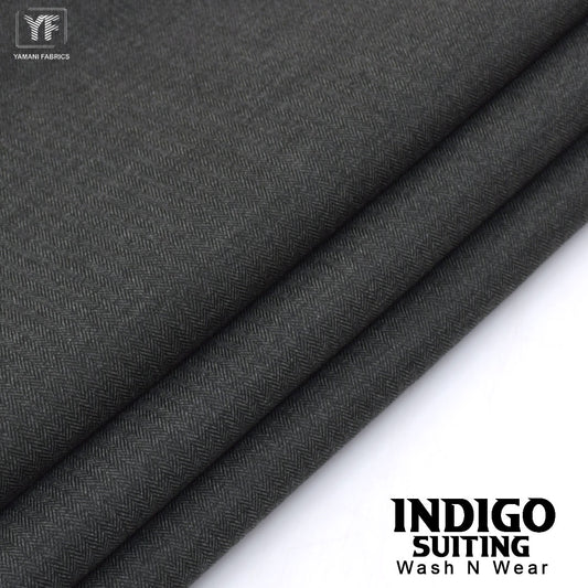 INDIGO suiting self texture wash n wear fabric for men|greenish grey