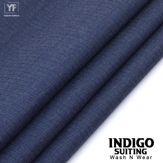 INDIGO suiting self texture wash n wear fabric for men|indigo blue