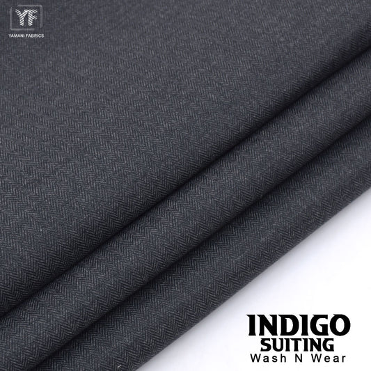 INDIGO suiting self texture wash n wear fabric for men|malasian grey