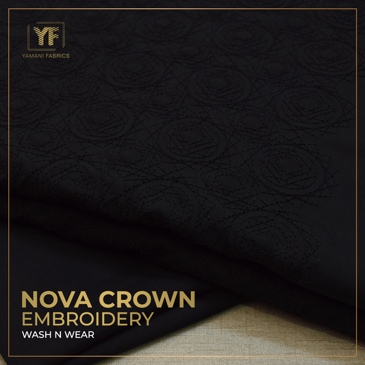 Gents Unstitched wash n wear Embroidery Suit (nova crown)13 jet black