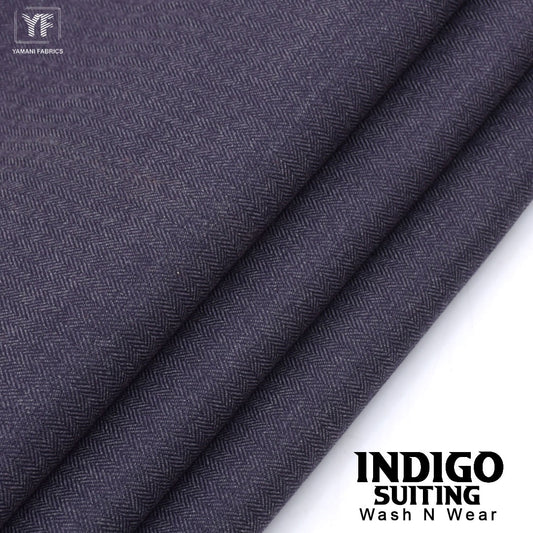 INDIGO suiting self texture wash n wear fabric for men|purple