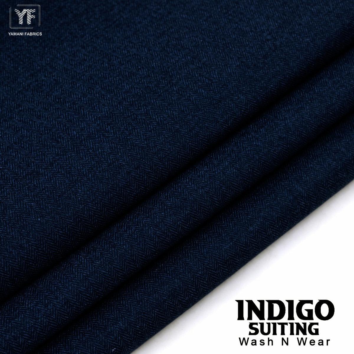 INDIGO suiting self texture wash n wear fabric for men|navy blue