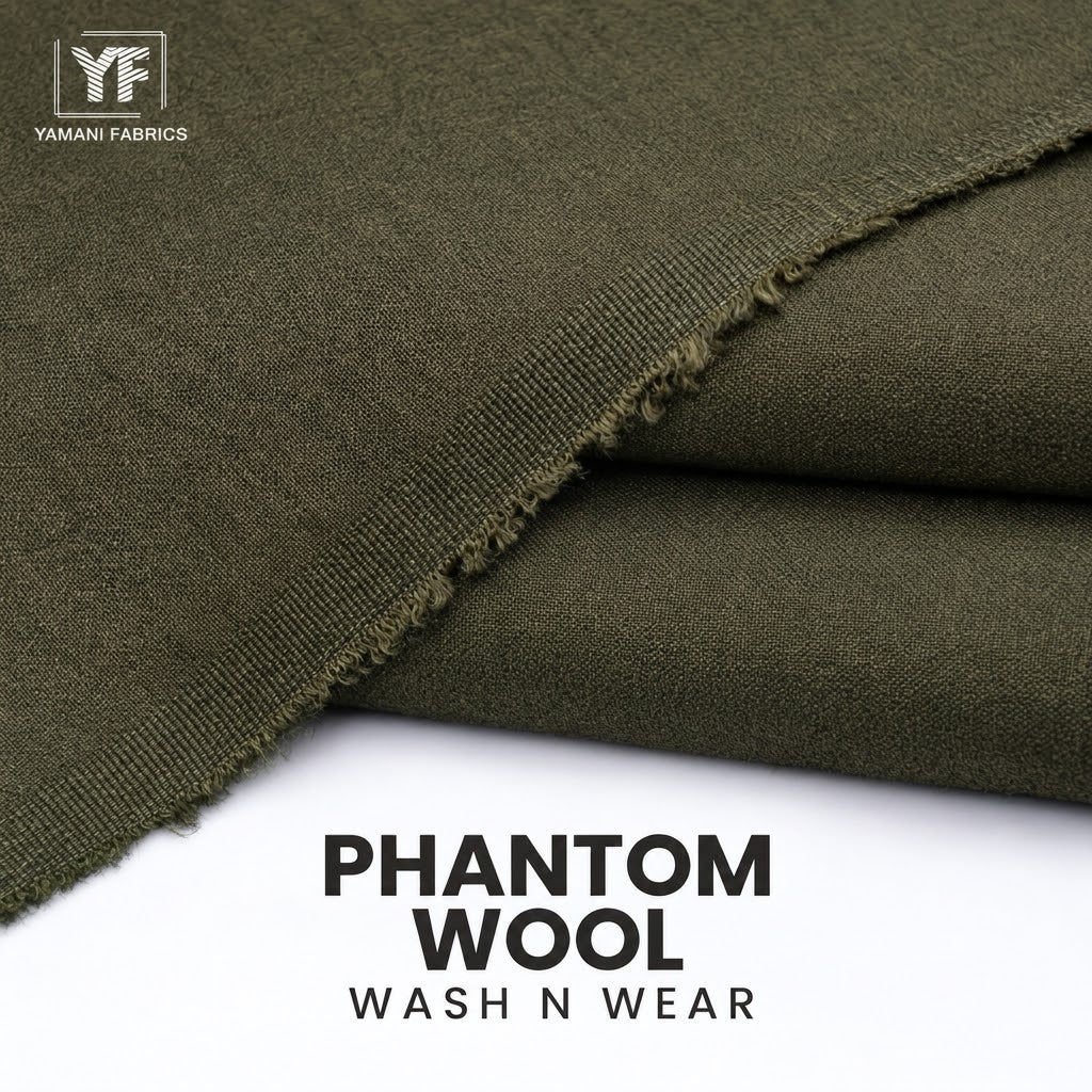 PHANTOM WOOL WASH N WEAR SUIT FOR MEN|mehndi green