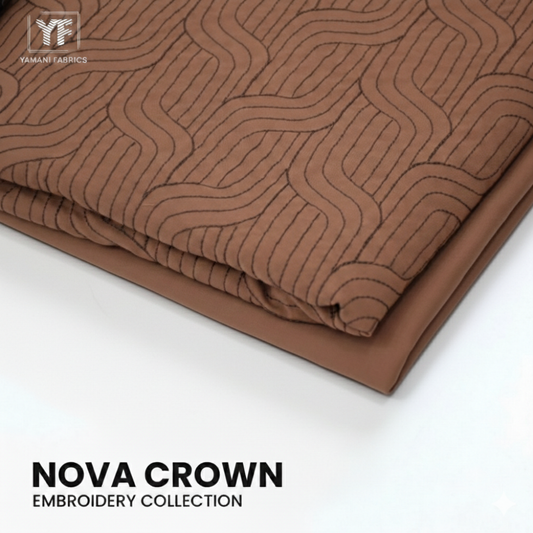 (Copy) Gents Unstitched wash n wear Embroidery Suit (nova crown)wood brown