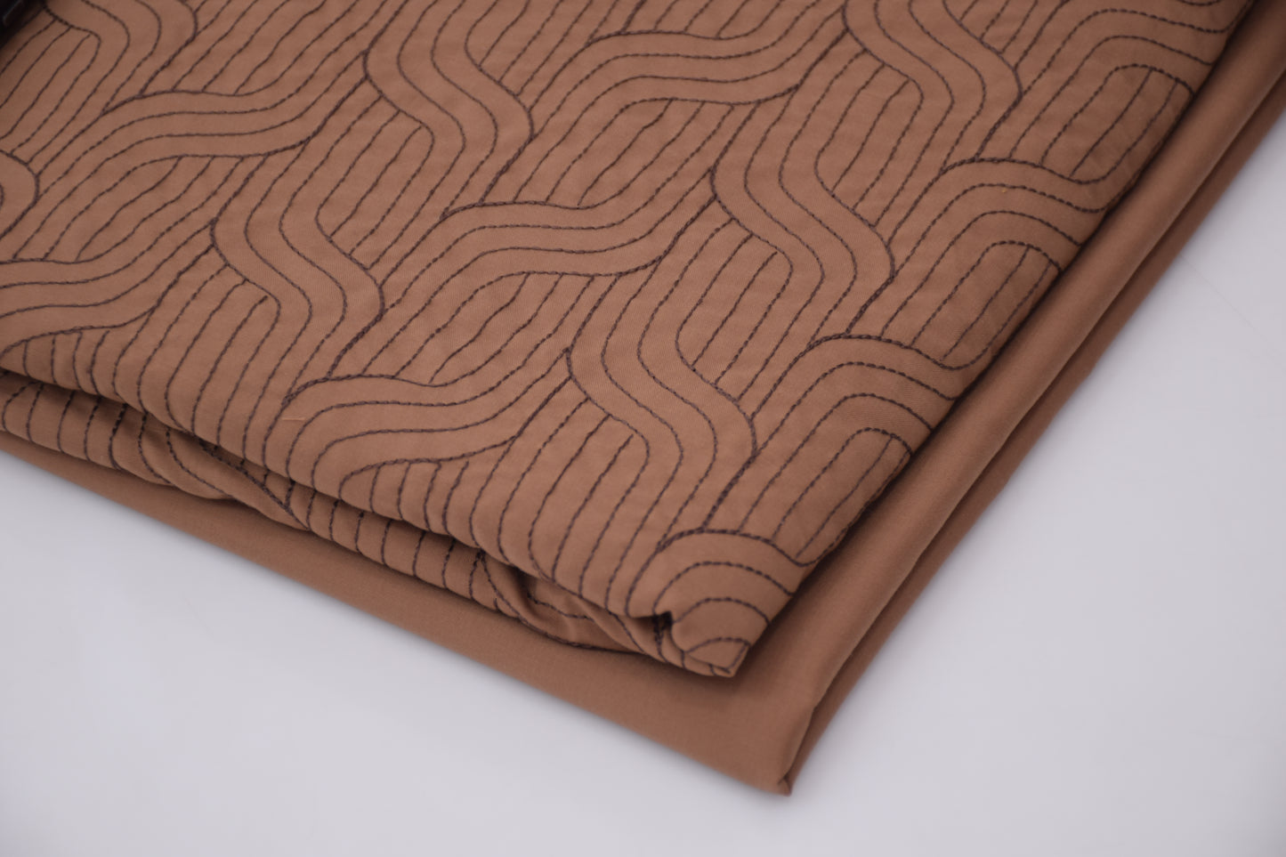 (Copy) Gents Unstitched wash n wear Embroidery Suit (nova crown)wood brown