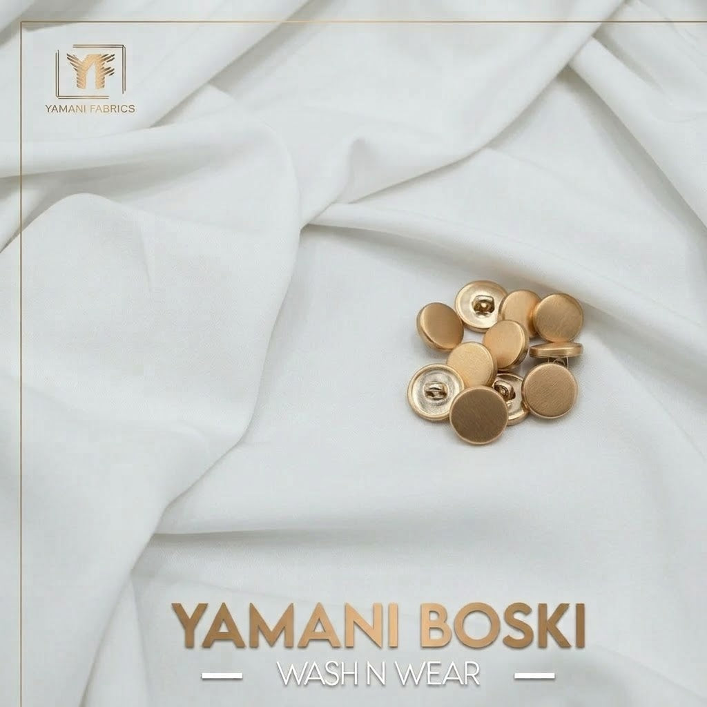 BUNDLE OF 3 YAMANI BOSKI FABRIC FOR MEN WITH LUXURY BUTTONS| ANY 3 COLORS