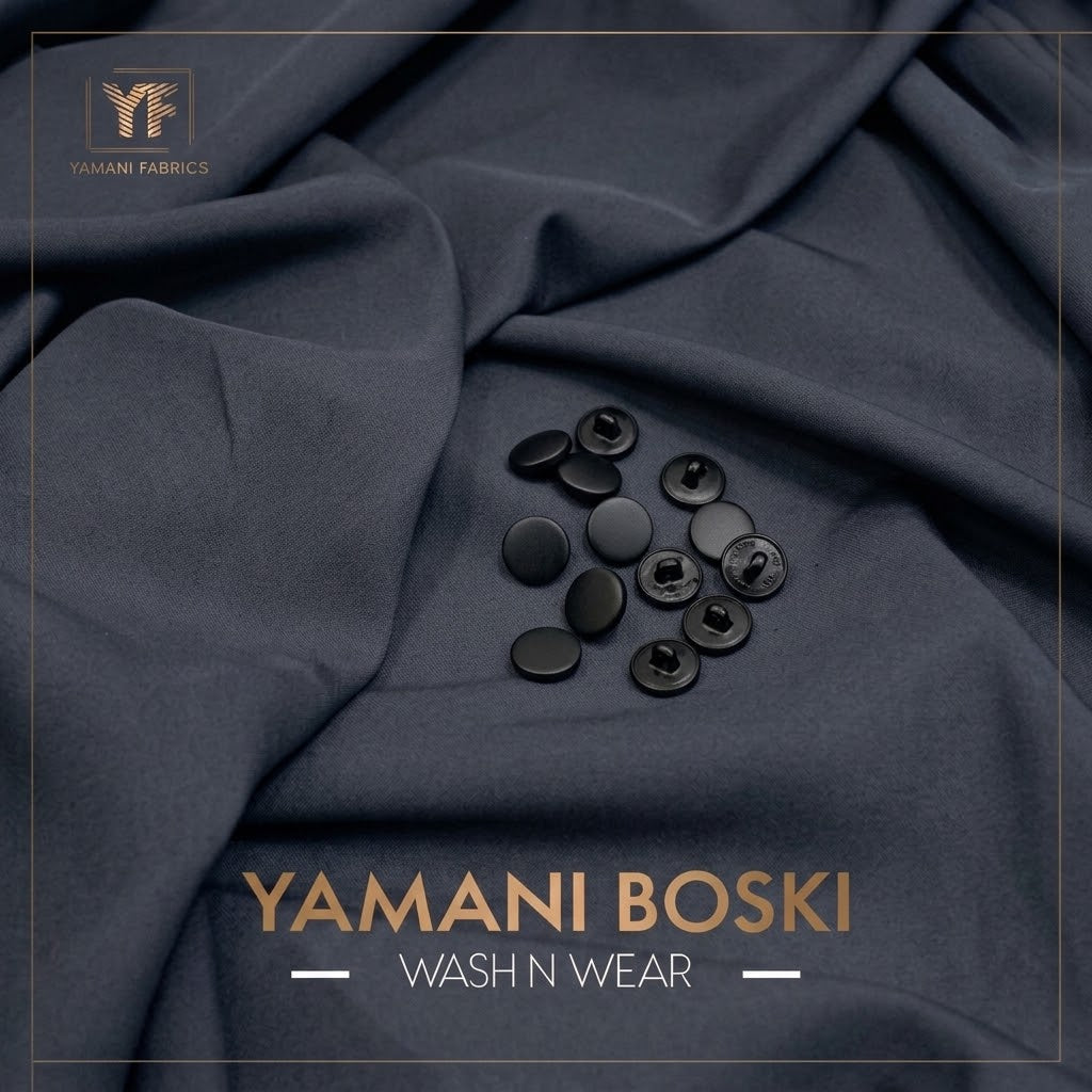 BUNDLE OF 3 YAMANI BOSKI FABRIC FOR MEN WITH LUXURY BUTTONS| ANY 3 COLORS