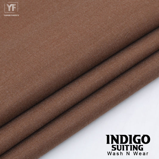 INDIGO suiting self texture wash n wear fabric for men|rust