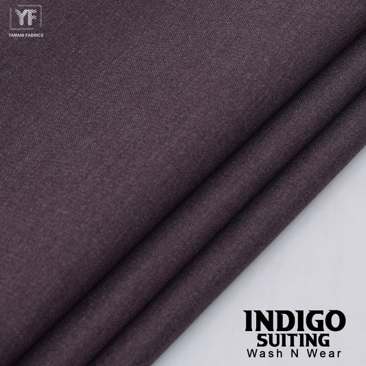 INDIGO suiting self texture wash n wear fabric for men|vine purple