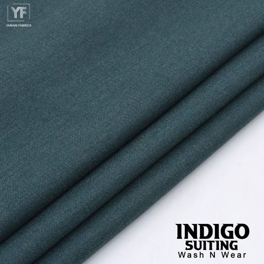 INDIGO suiting self texture wash n wear fabric for men|zinc