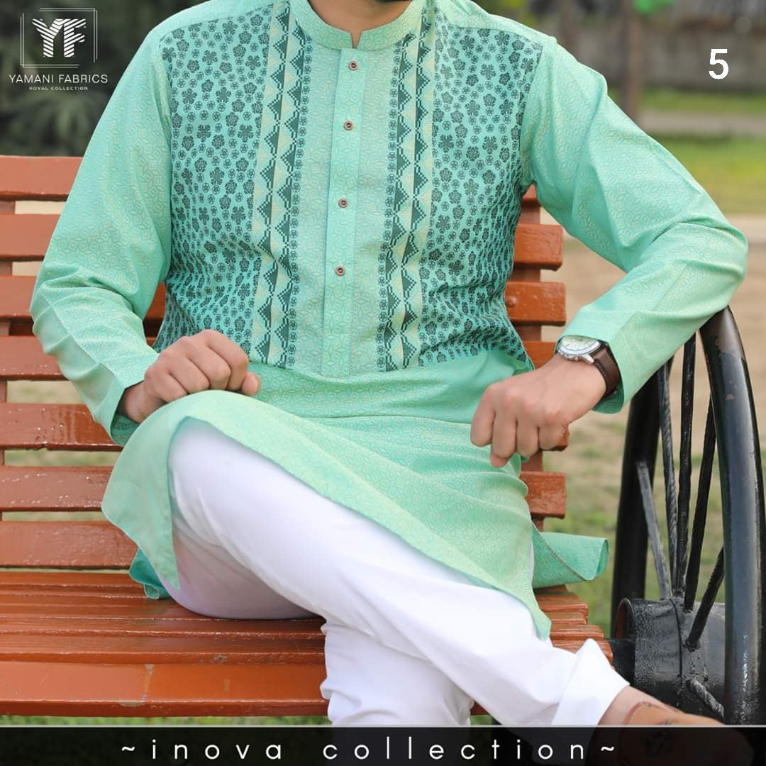 Mens Unstitched Soft Cotton Fabric Kurta Shalwar (INOVA 5)